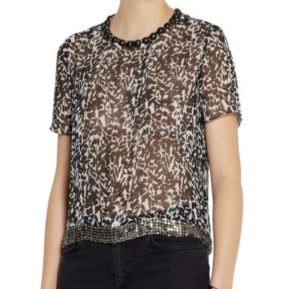 ISABEL MARANT animal print silk Owen blouse top